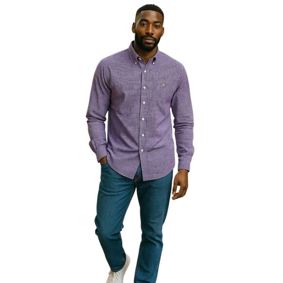 Izod Men's Gingham Plaid Shirt M - Picture 1 of 5